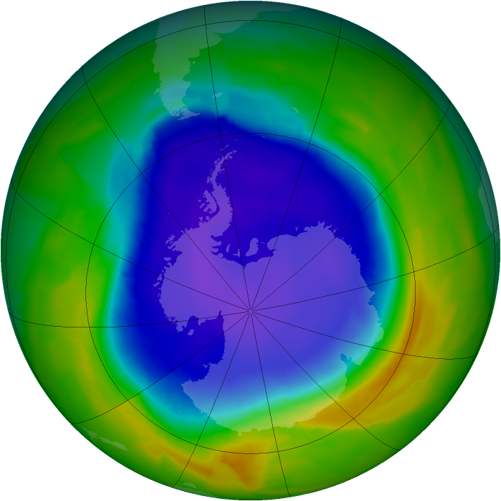 Antarctic ozone map for 23 October 2011